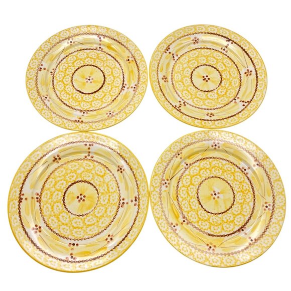 Temptations Old World Yellow Salad plates set of four 8" plate sandwich Dinnerwa - Picture 1 of 6